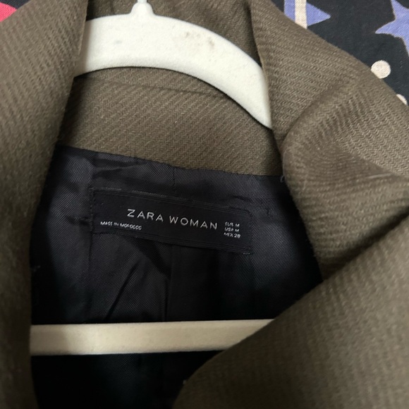 Zara Olive Green Studded Coat M - Picture 2 of 6